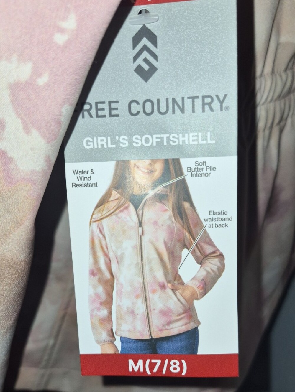 Free Country Girls' Pastel Tie-Dye Hooded Zip Jacket - Pink & Cream - Picture 4 of 4